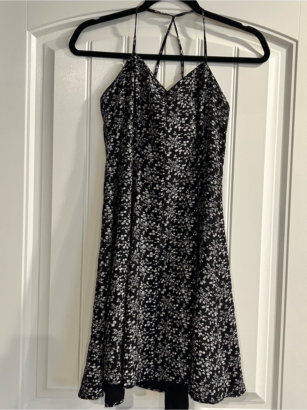 Black and White Floral Mini Slip Dress